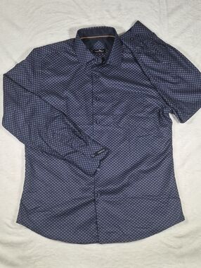 Black Navy Micro-Pattern Button-Down Shirt
